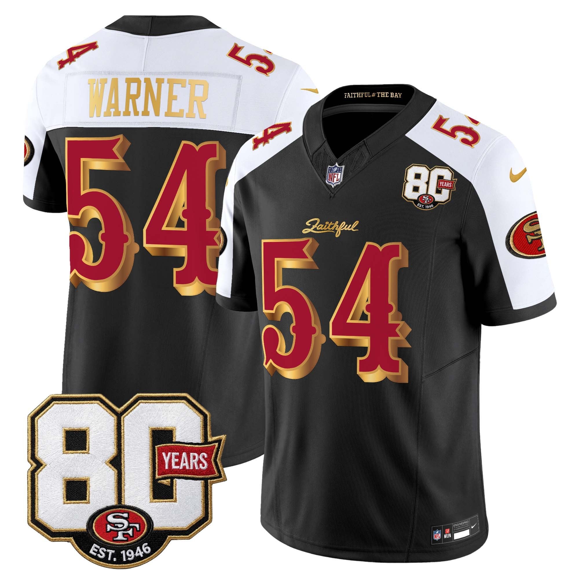 Men's San Francisco 49ers 80th Anniversary Patch Vapor Limited Jersey - Rivalries Edition - All Stitched