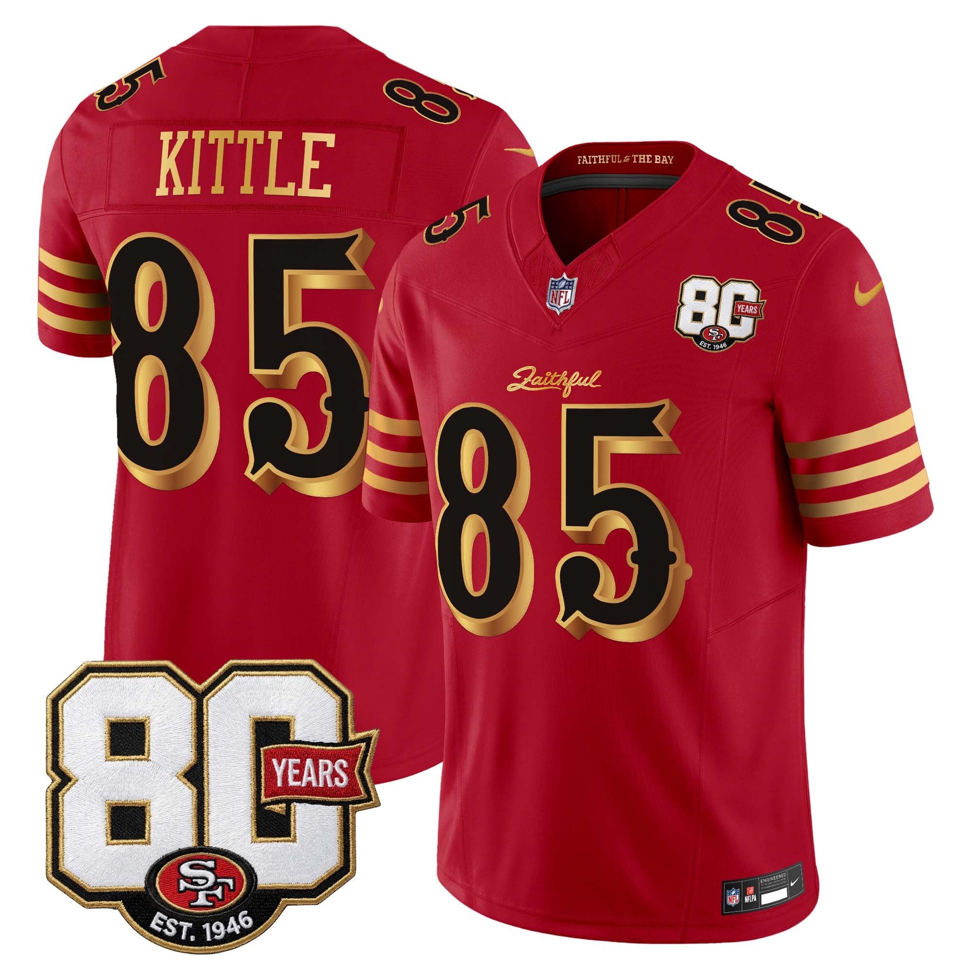 Men's San Francisco 49ers 80th Anniversary Patch Vapor Limited Jersey - Rivalries Edition - All Stitched