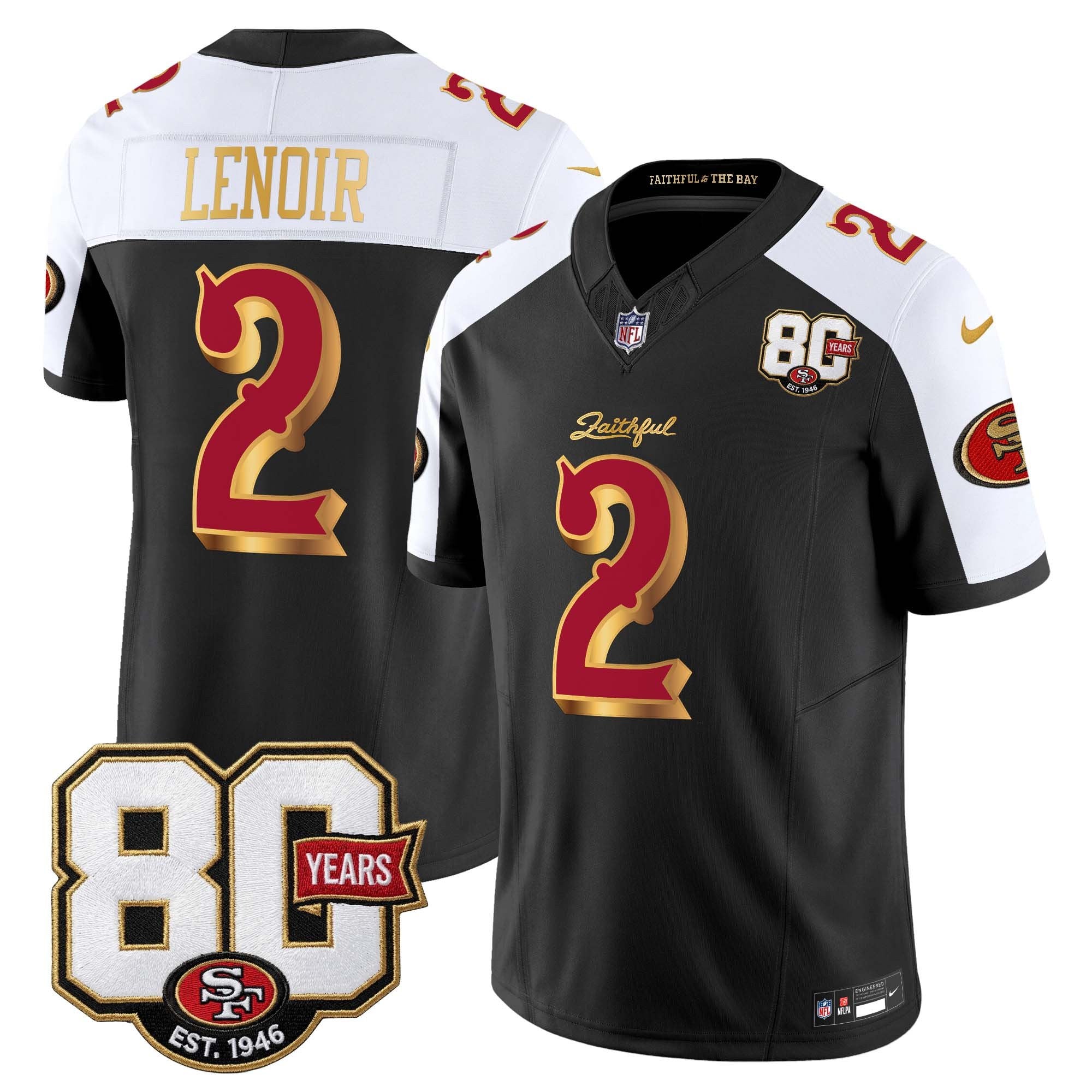 Men's San Francisco 49ers 80th Anniversary Patch Vapor Limited Jersey - Rivalries Edition - All Stitched