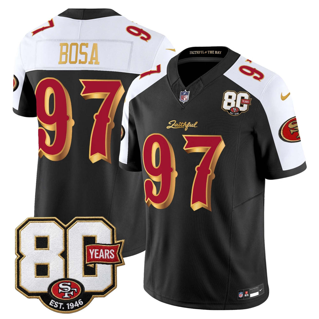 Men's San Francisco 49ers 80th Anniversary Patch Vapor Limited Jersey - Rivalries Edition - All Stitched