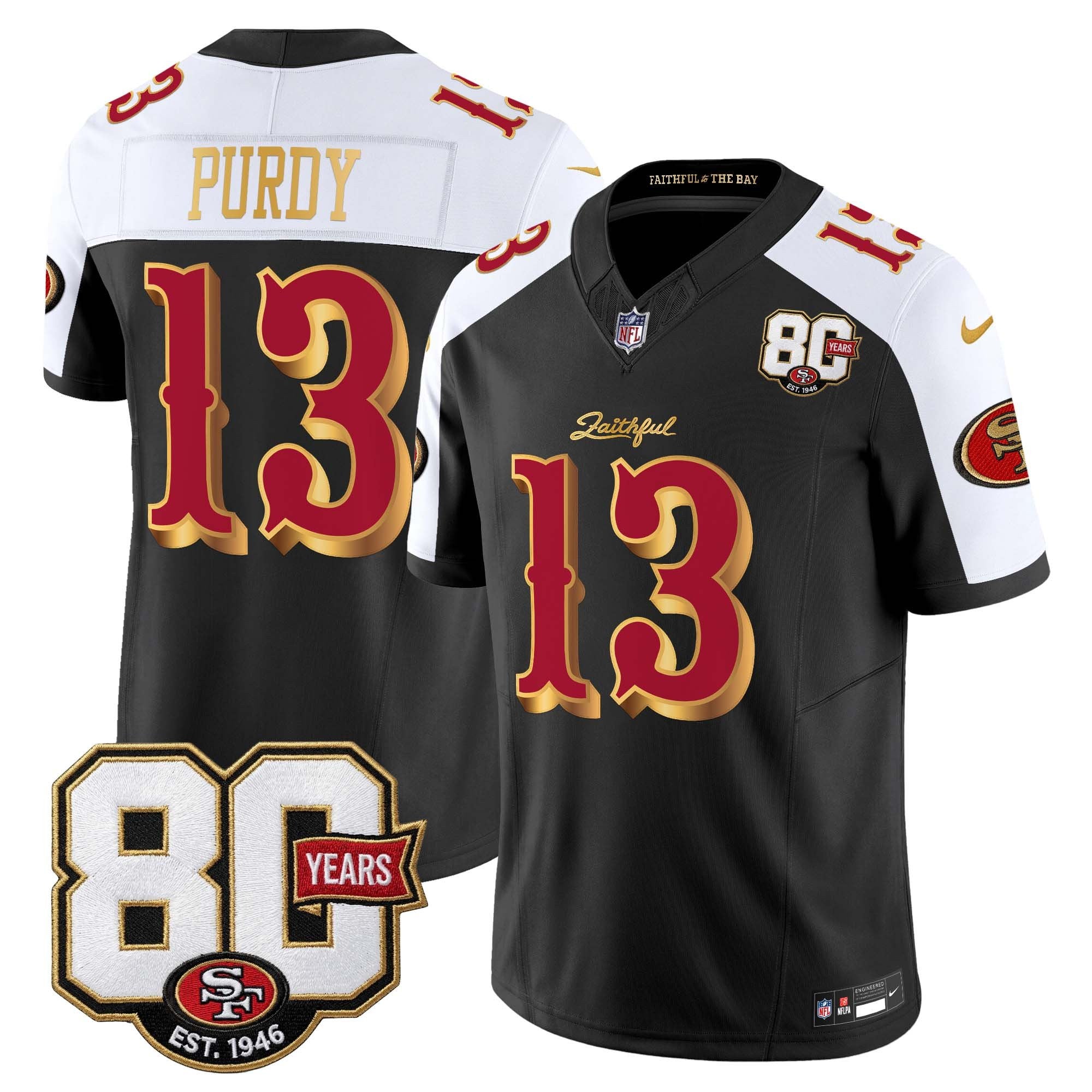 Men's San Francisco 49ers 80th Anniversary Patch Vapor Limited Jersey - Rivalries Edition - All Stitched