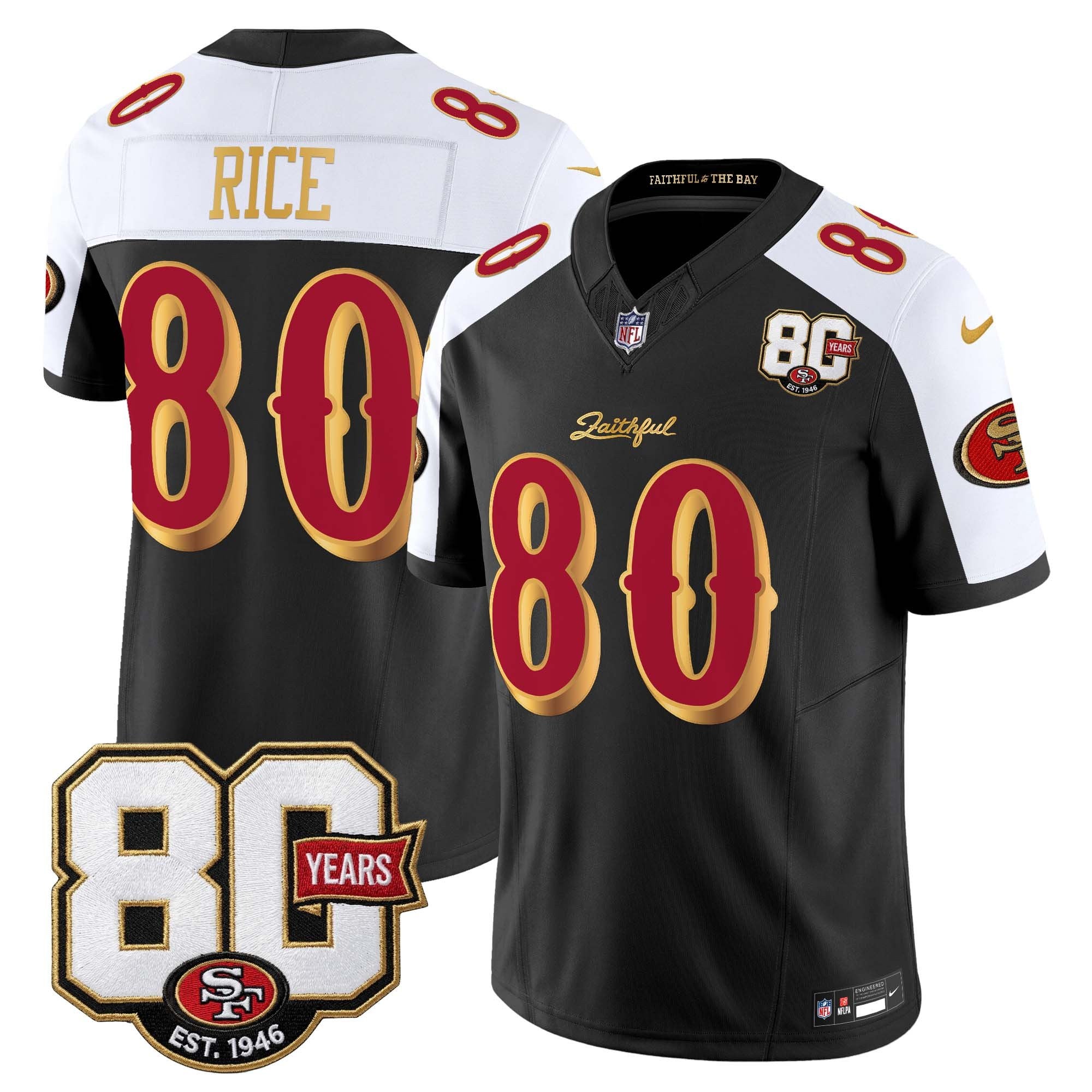 Men's San Francisco 49ers 80th Anniversary Patch Vapor Limited Jersey - Rivalries Edition - All Stitched
