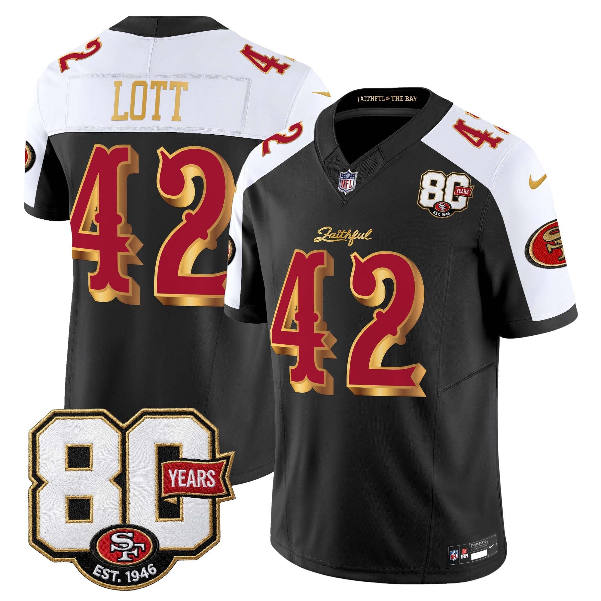 Men's San Francisco 49ers 80th Anniversary Patch Vapor Limited Jersey - Rivalries Edition - All Stitched