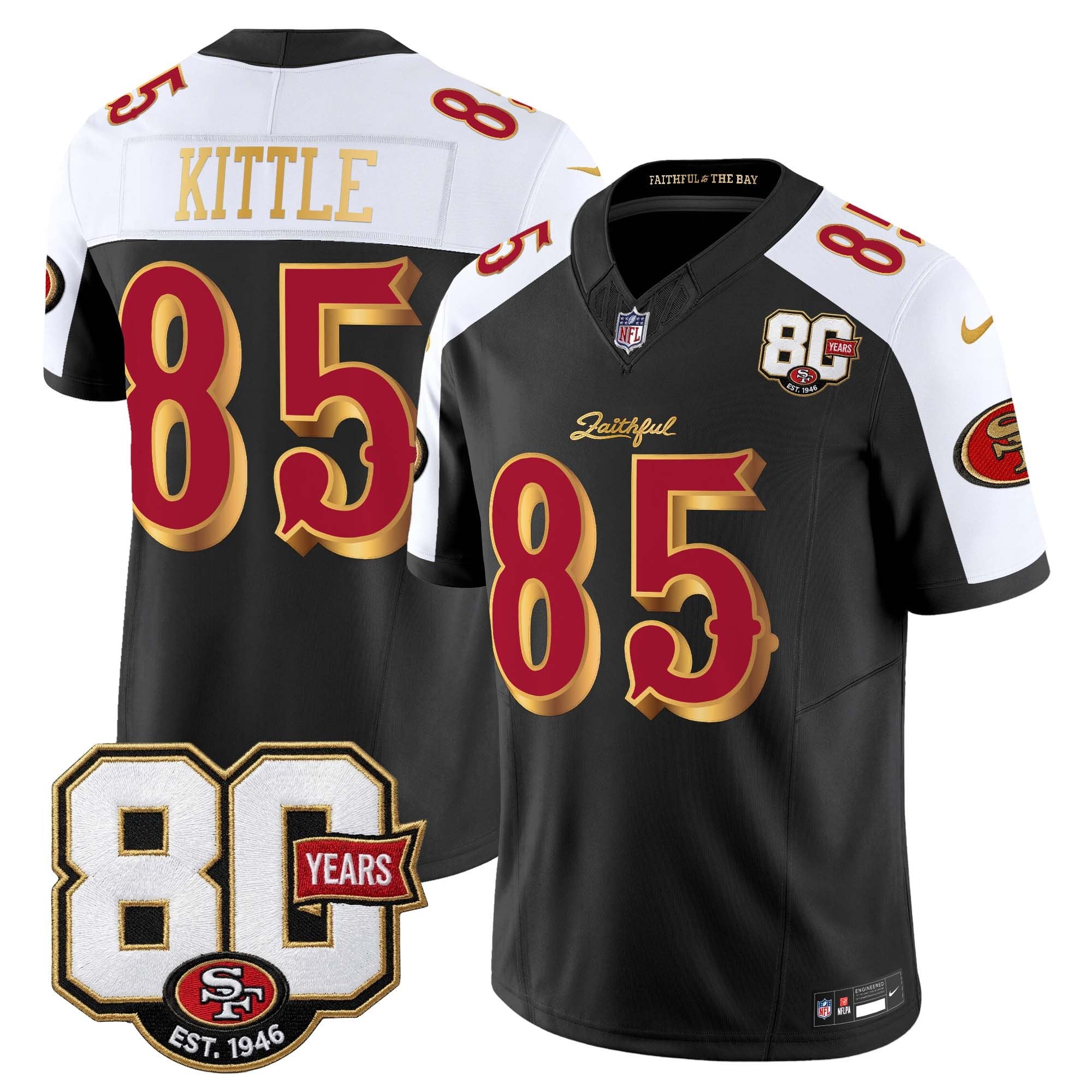 Men's San Francisco 49ers 80th Anniversary Patch Vapor Limited Jersey - Rivalries Edition - All Stitched
