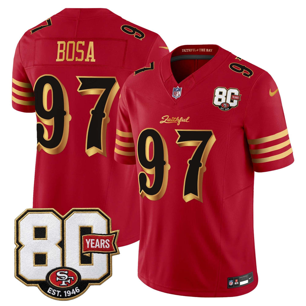 Men's San Francisco 49ers 80th Anniversary Patch Vapor Limited Jersey - Rivalries Edition - All Stitched