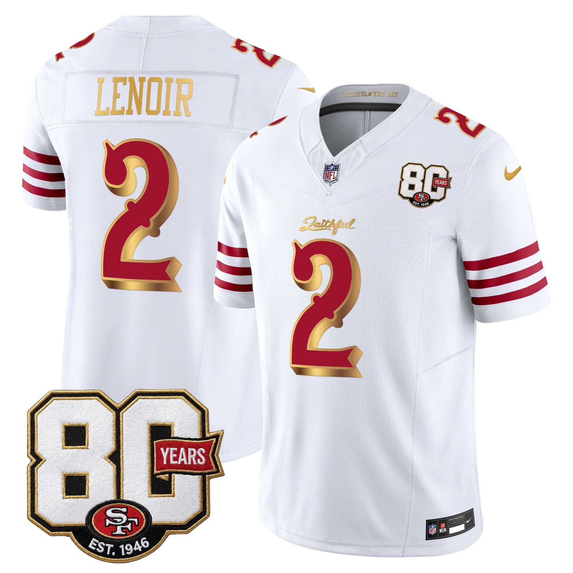 Men's San Francisco 49ers 80th Anniversary Patch Vapor Limited Jersey - Rivalries Edition - All Stitched