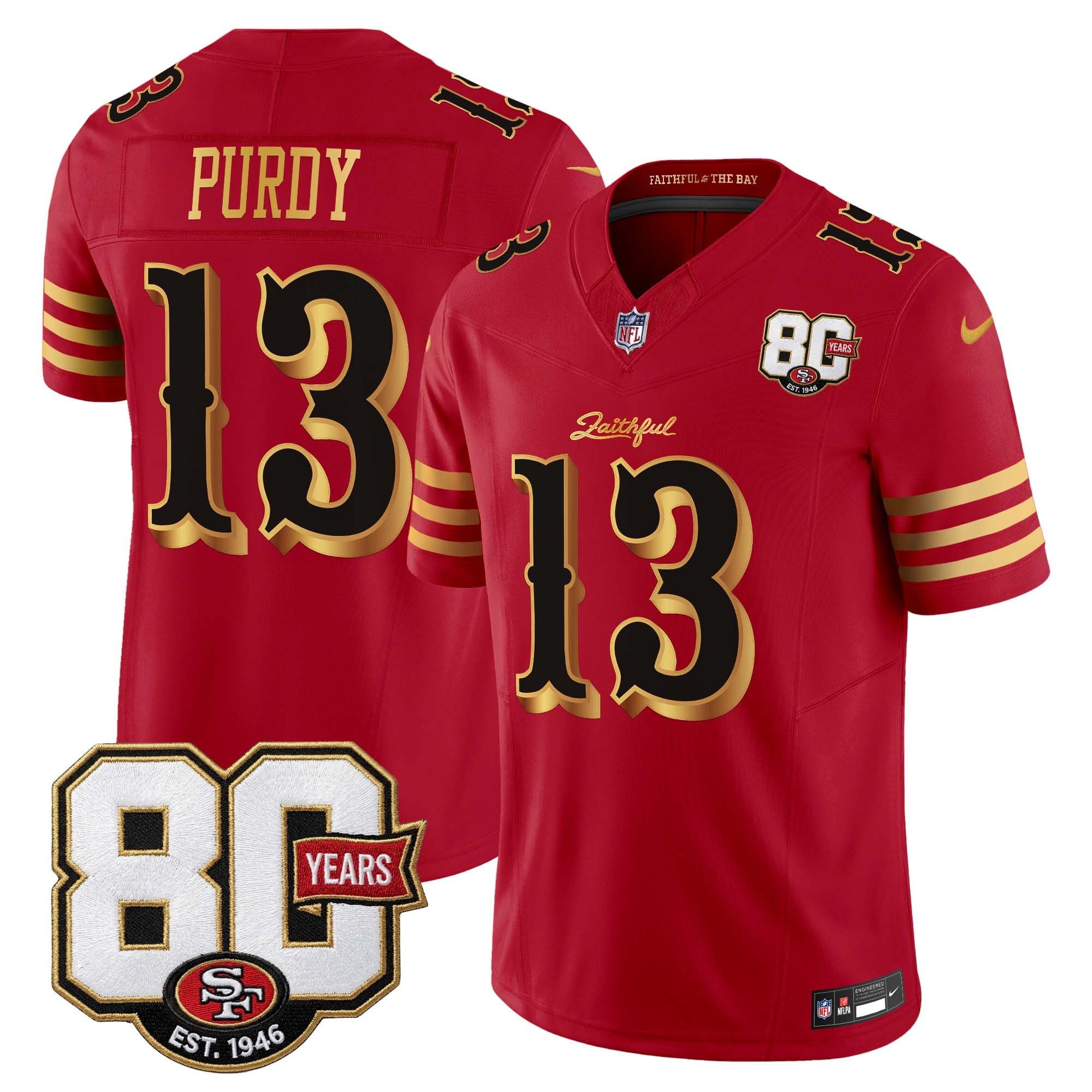 Men's San Francisco 49ers 80th Anniversary Patch Vapor Limited Jersey - Rivalries Edition - All Stitched