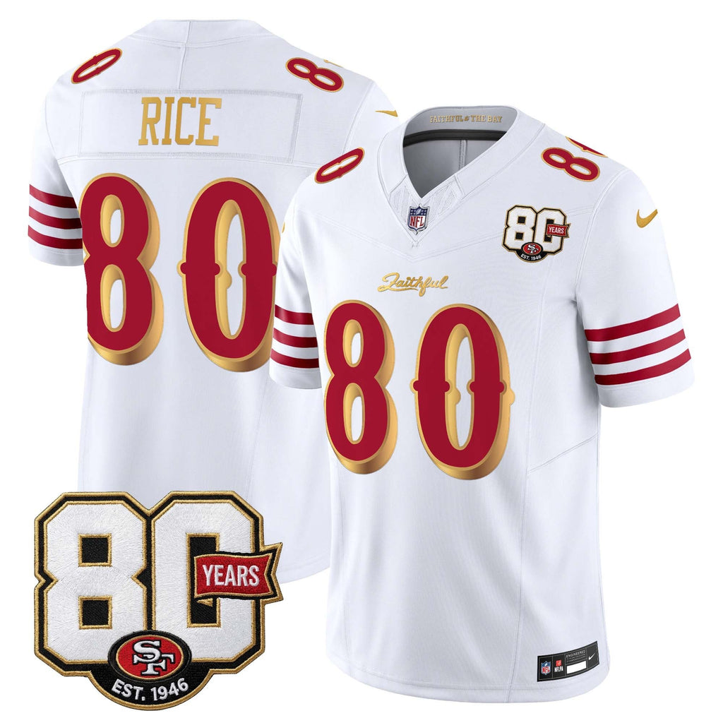Men's San Francisco 49ers 80th Anniversary Patch Vapor Limited Jersey - Rivalries Edition - All Stitched