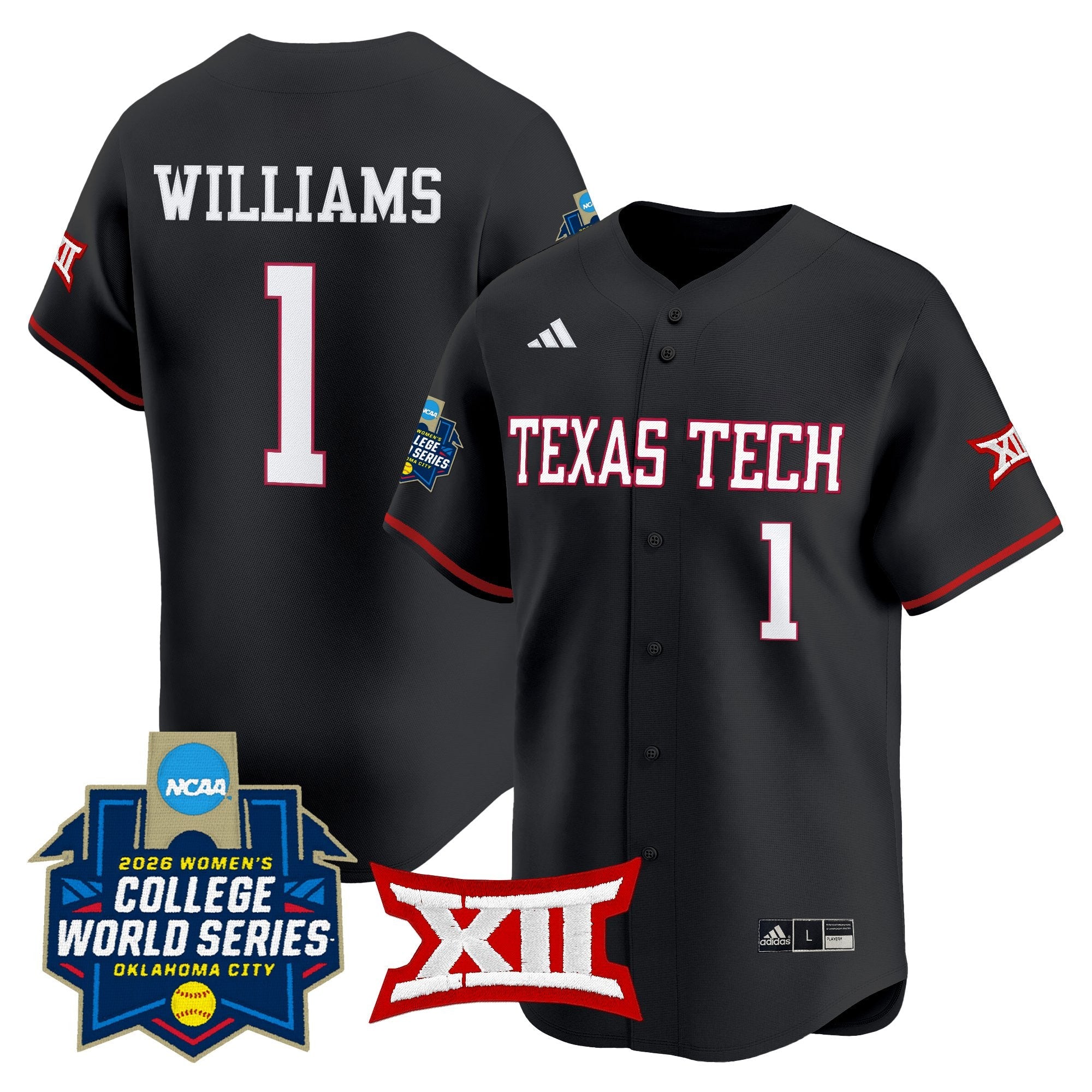 Men's size - Texas Tech Red Raiders Softball 2026 World Series (WCWS) Vapor Premier Limited Jersey - All Stitched