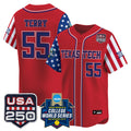 Men's Size - Texas Tech Red Raiders "America 250 Edition" Vapor Premier Limited Jersey - 2026 World Series (WCWS) - All Stitched
