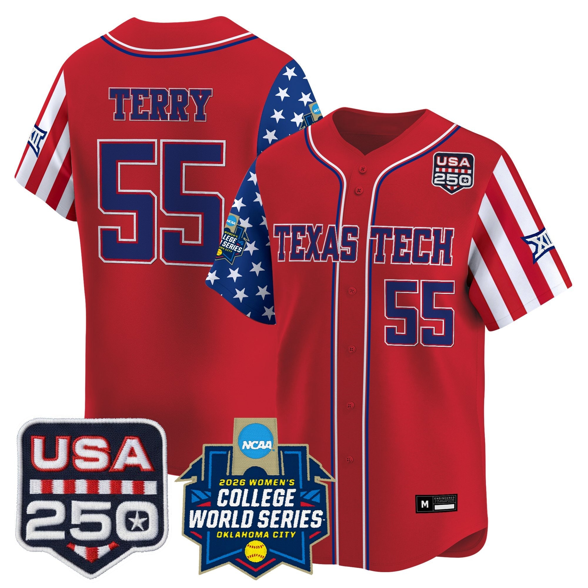 Men's Size - Texas Tech Red Raiders "America 250 Edition" Vapor Premier Limited Jersey - 2026 World Series (WCWS) - All Stitched