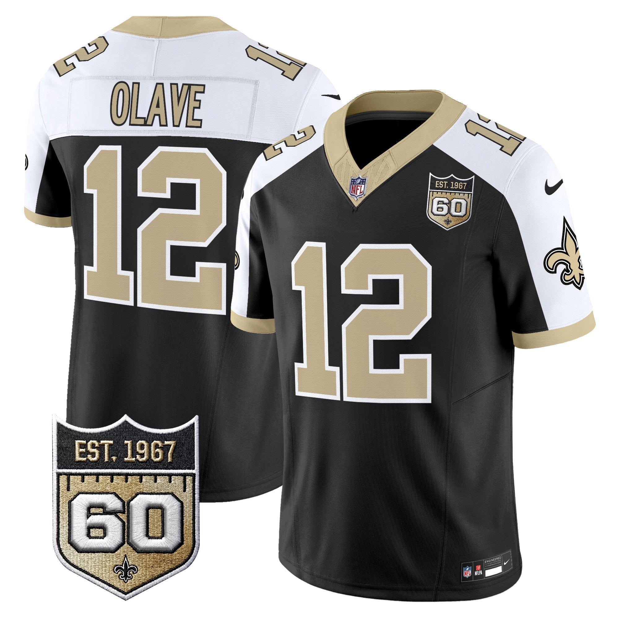 Men's New Orleans Saints 60th Anniversary Patch Vapor Jersey - Gameday Golds Edition - All Stitched
