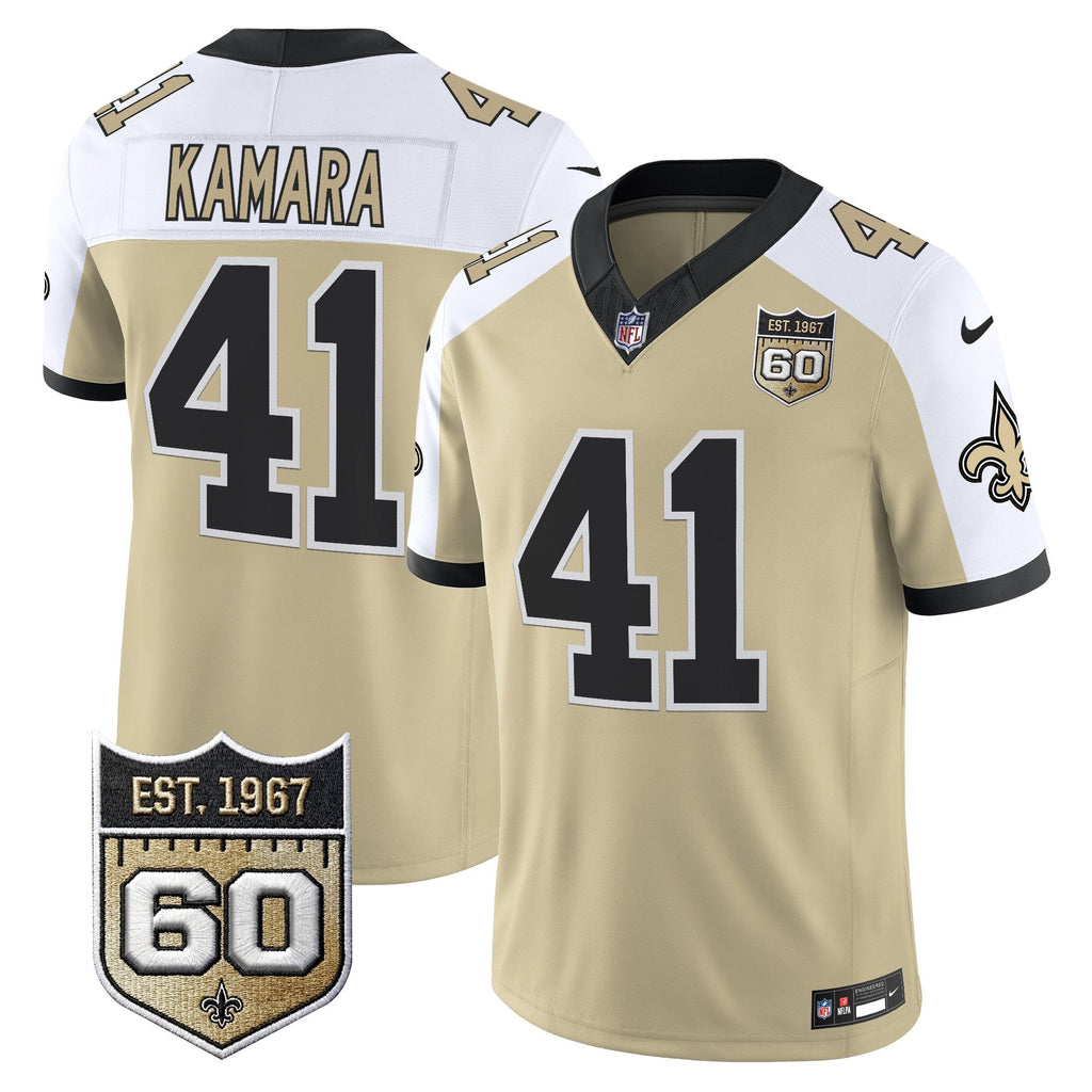 Men's New Orleans Saints 60th Anniversary Patch Vapor Jersey - Gameday Golds Edition - All Stitched