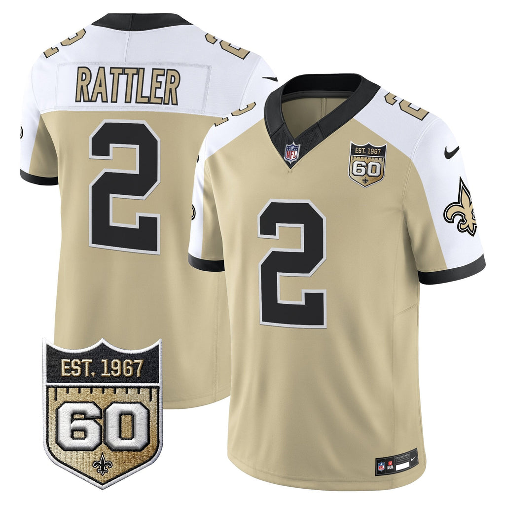 Men's New Orleans Saints 60th Anniversary Patch Vapor Jersey - Gameday Golds Edition - All Stitched