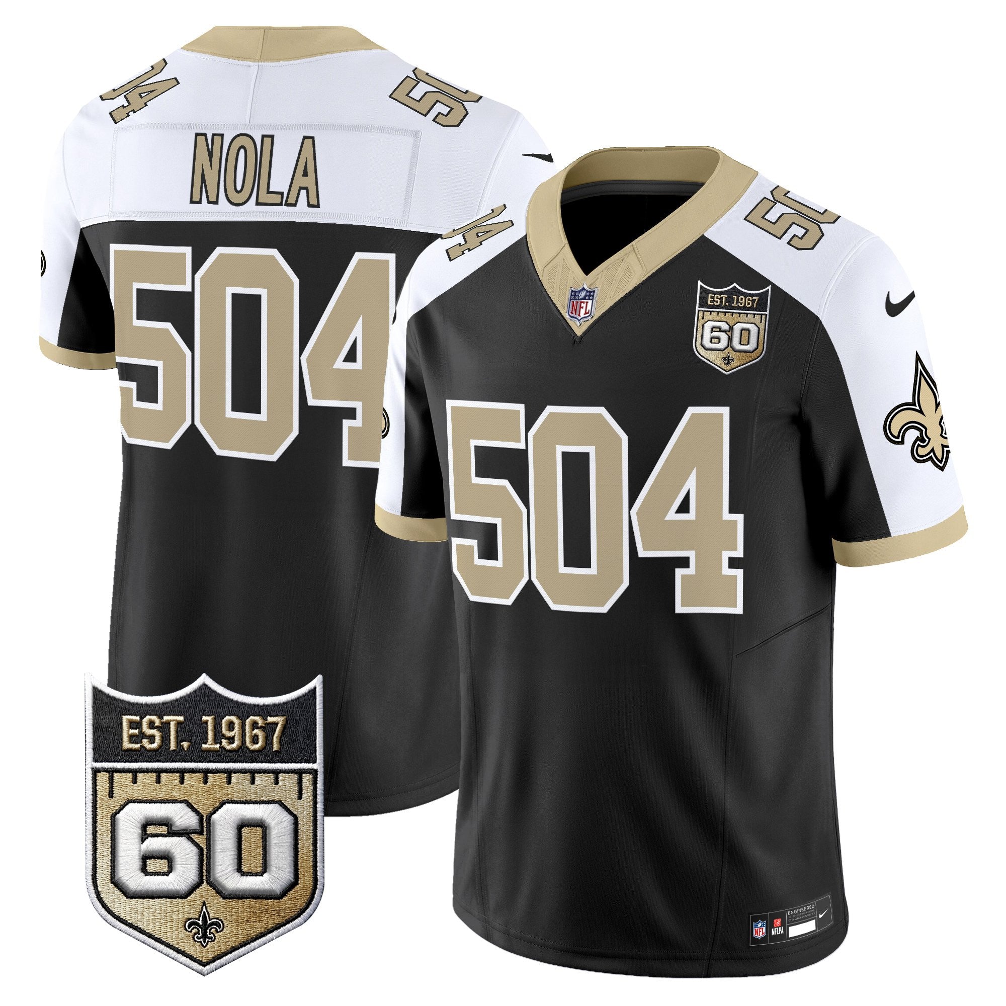 Men's New Orleans Saints 60th Anniversary Patch Vapor Jersey - Gameday Golds Edition - All Stitched