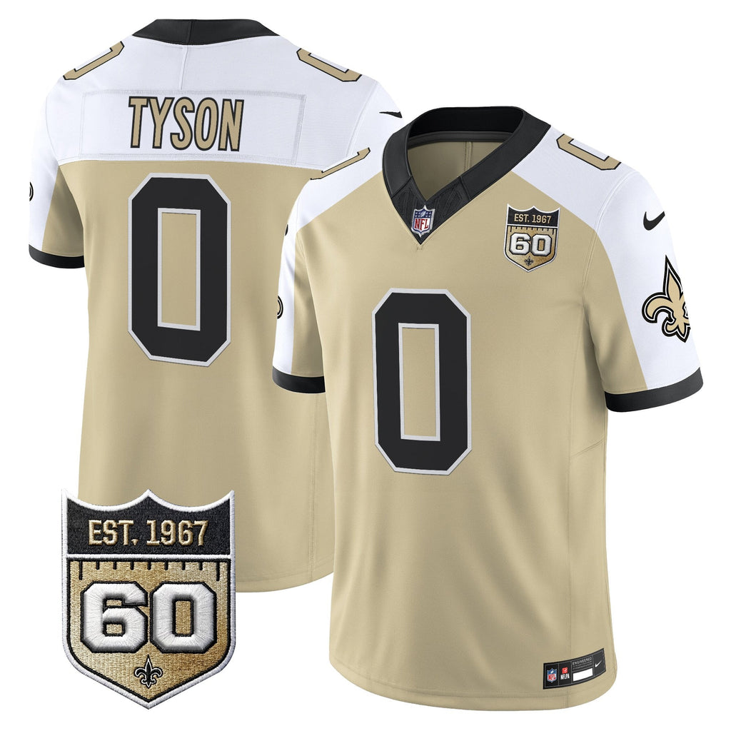 Men's New Orleans Saints 60th Anniversary Patch Vapor Jersey - Gameday Golds Edition - All Stitched