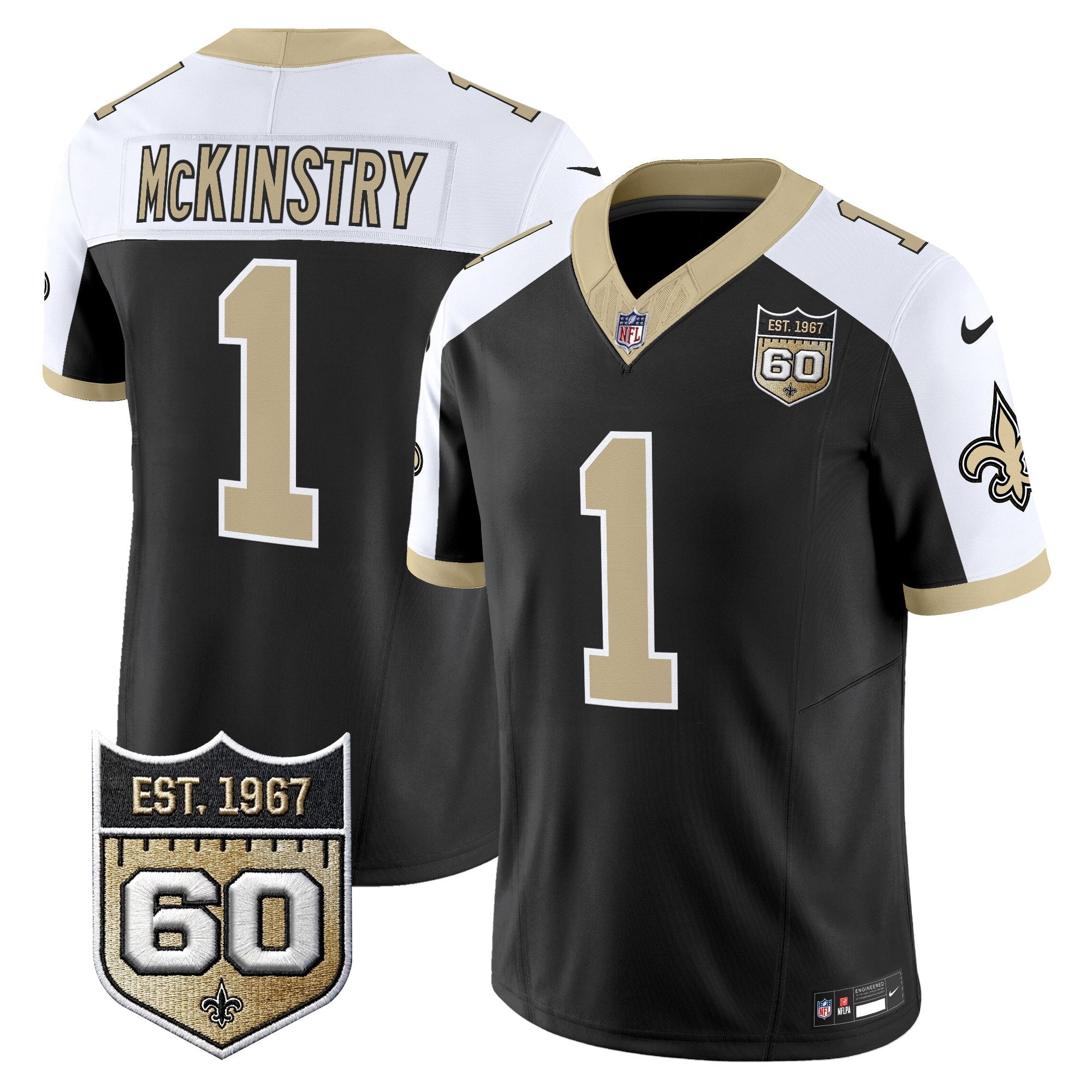 Men's New Orleans Saints 60th Anniversary Patch Vapor Jersey - Gameday Golds Edition - All Stitched