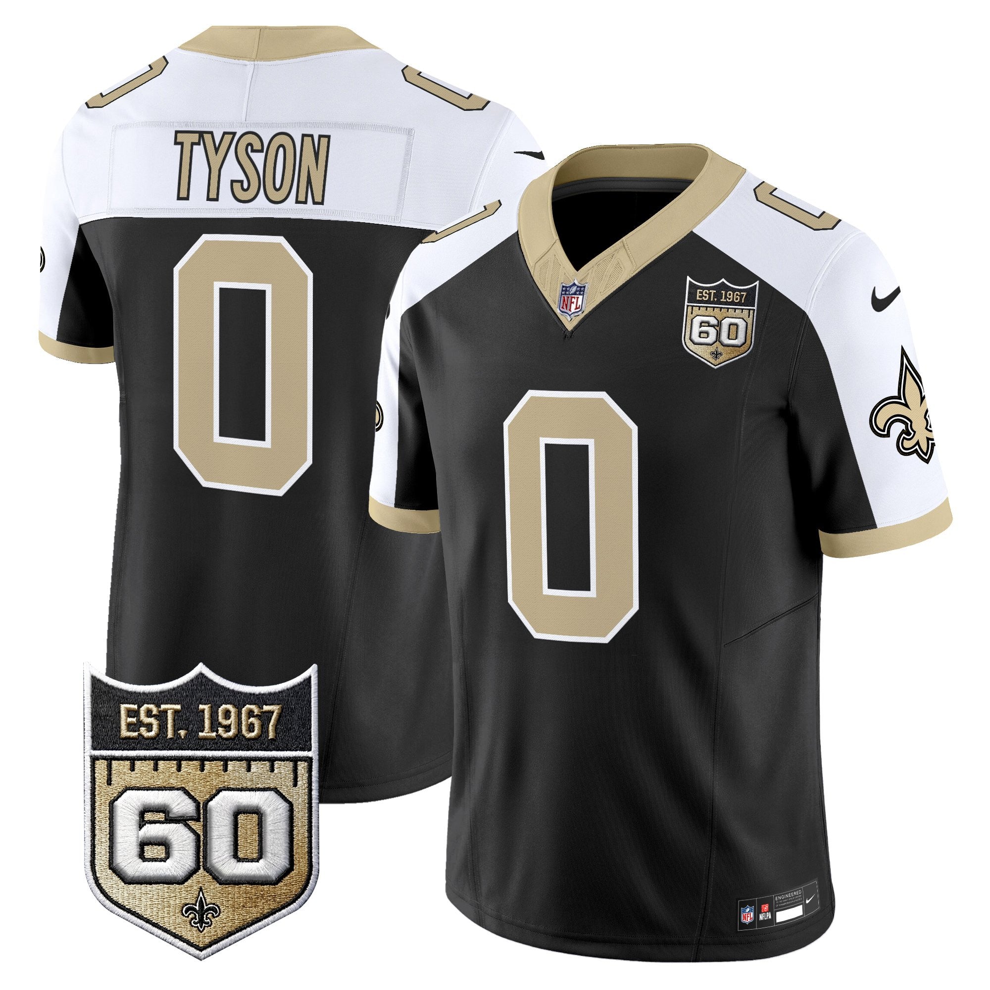 Men's New Orleans Saints 60th Anniversary Patch Vapor Jersey - Gameday Golds Edition - All Stitched