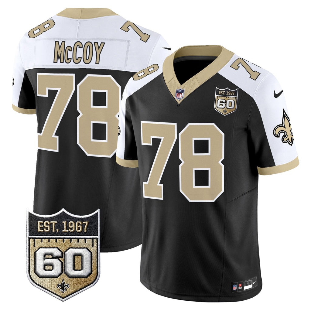 Men's New Orleans Saints 60th Anniversary Patch Vapor Jersey - Gameday Golds Edition - All Stitched