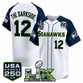 Seattle Seahawks “Super Bowl LX & USA 250 Patch” Vapor Baseball Jersey - All Stitched
