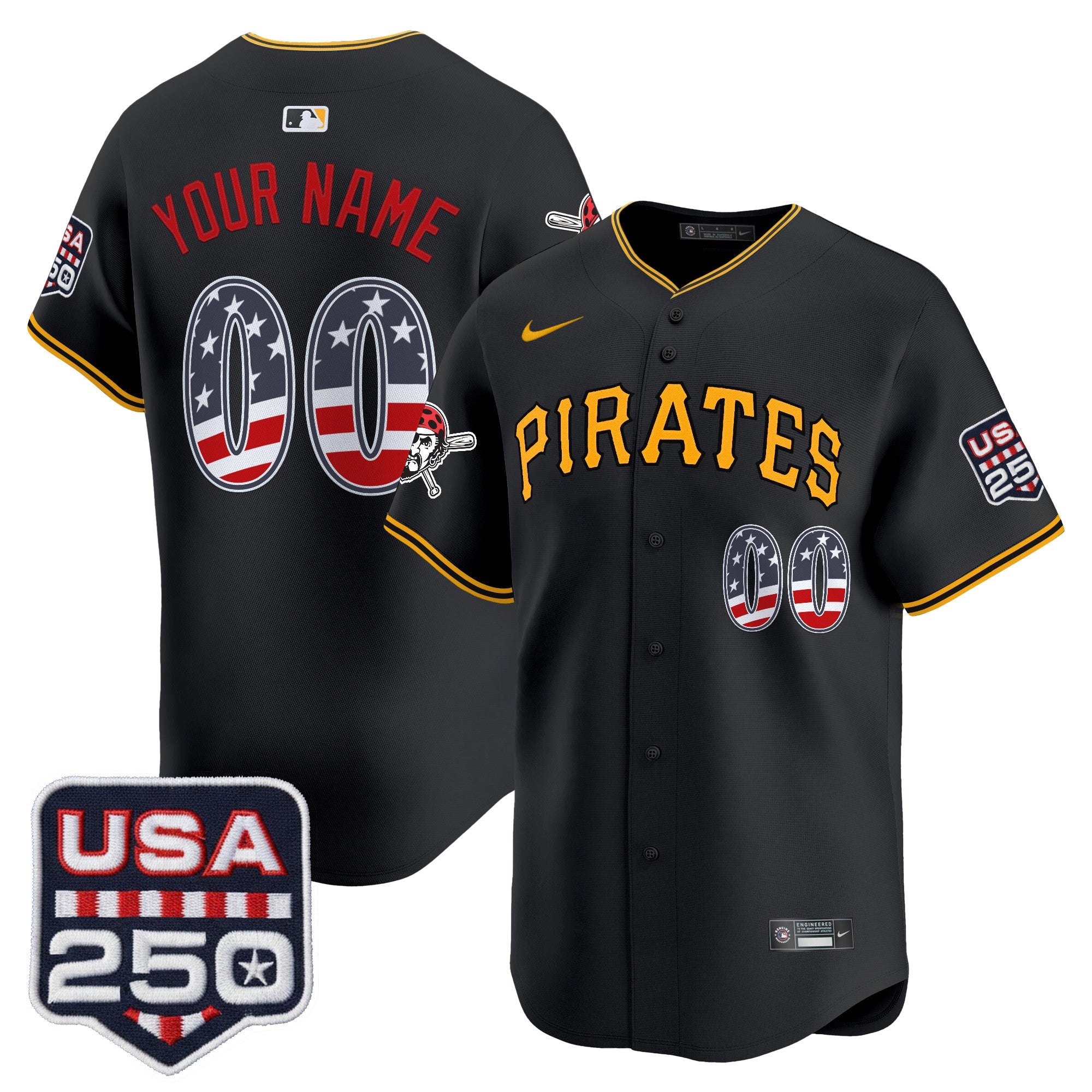 PIT USA 250 Fourth of July Vapor Premier Limited Custom Jersey - Stitched