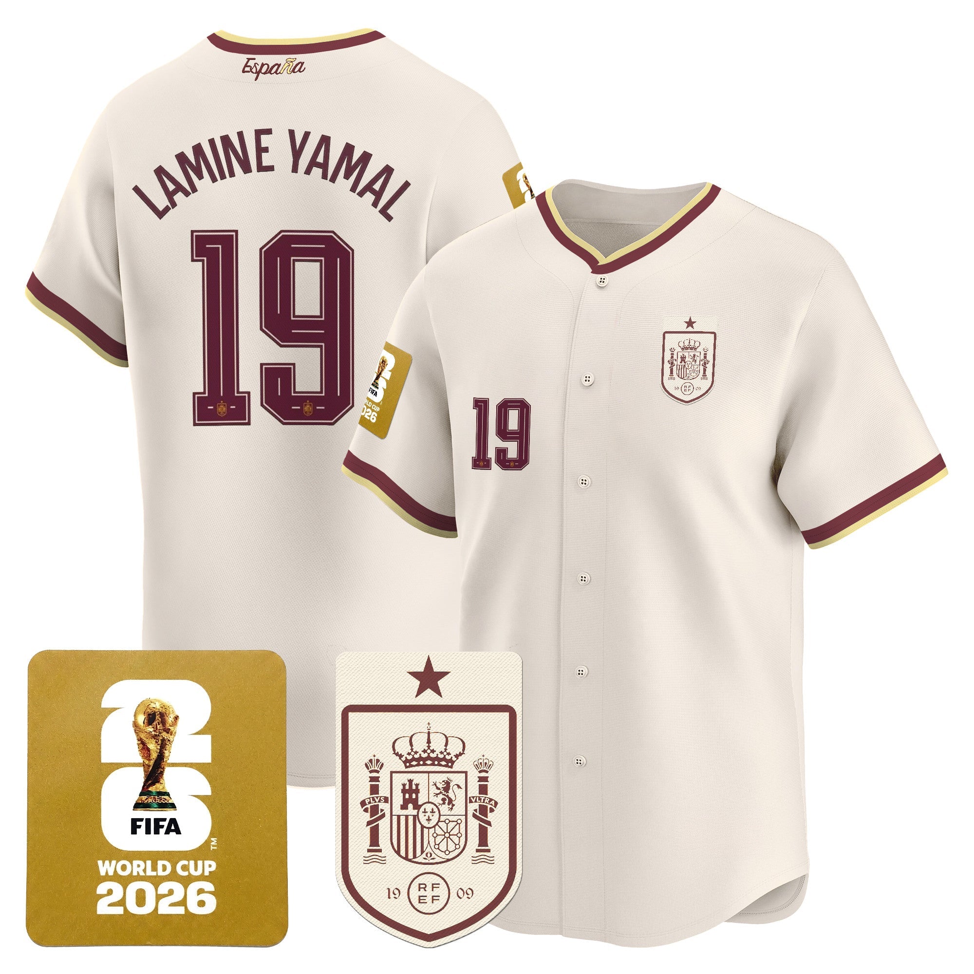 Spain 2026 World Cup Vapor Baseball Jersey - Stitched