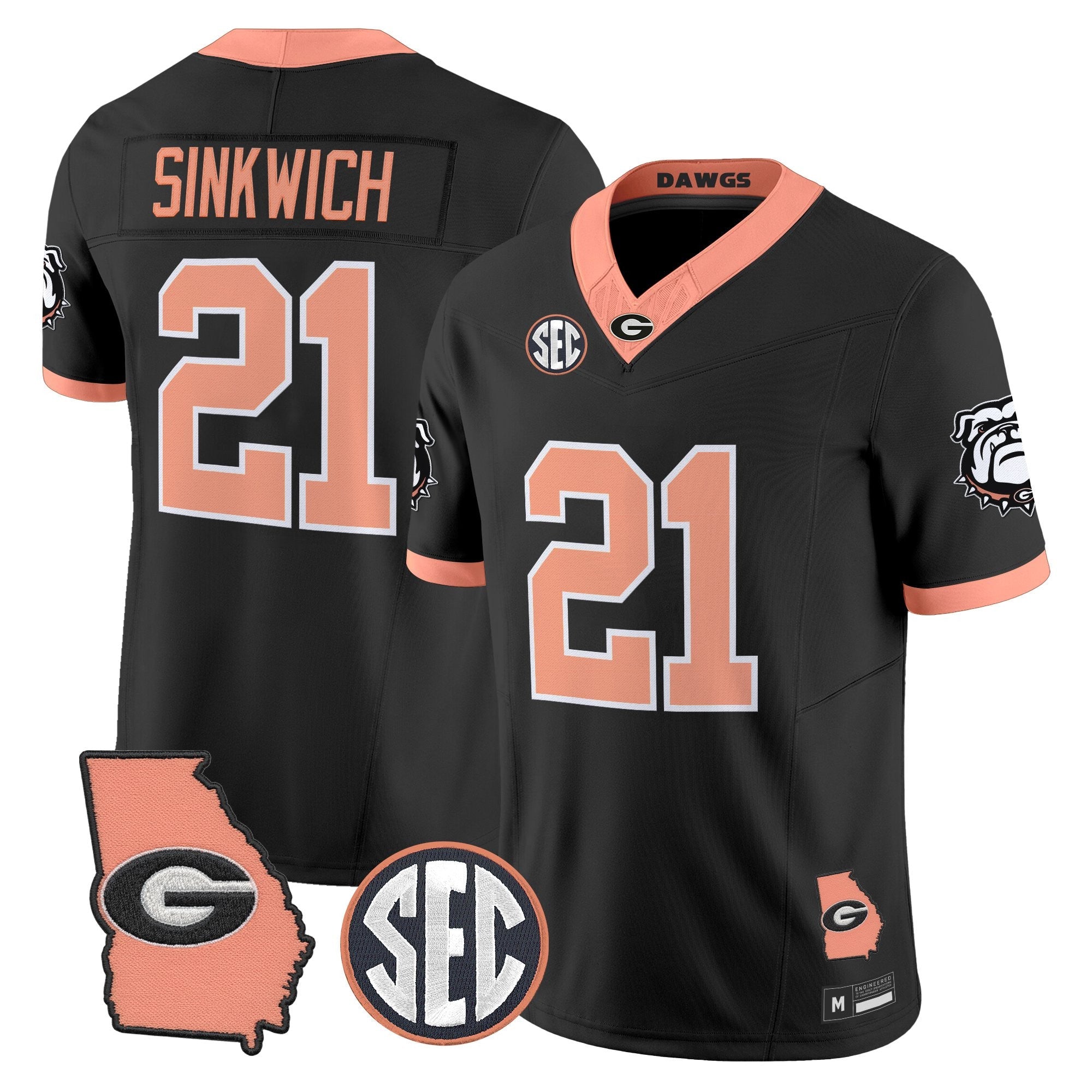 UGA The Big Peach Vapor Limited Jersey - Stitched
