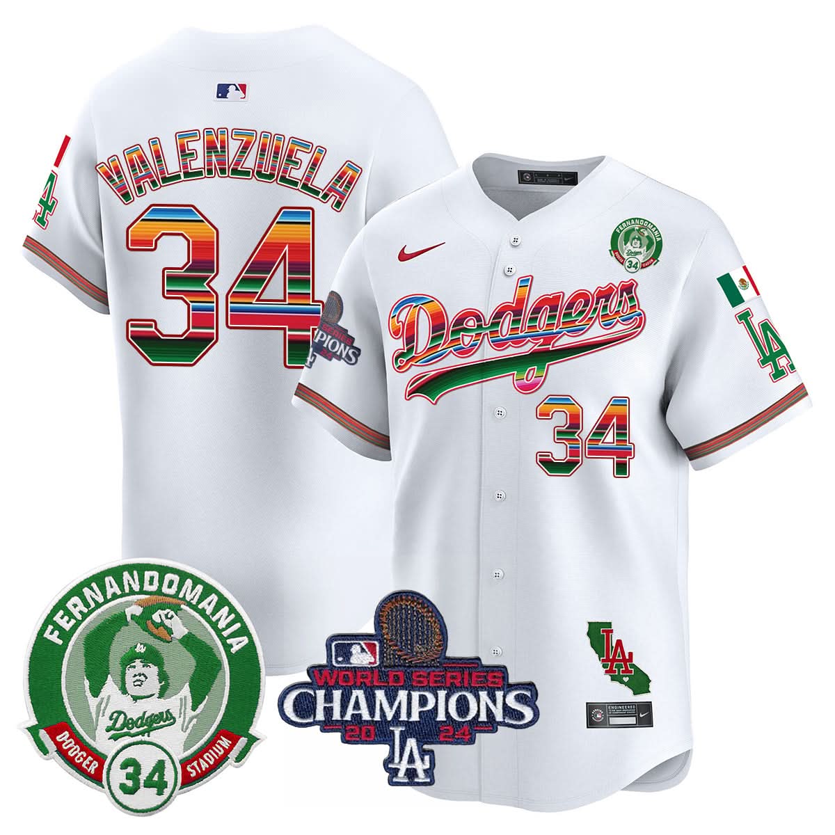 LAD Mexico 2024 World Series Champions Patch Jersey - Stitched