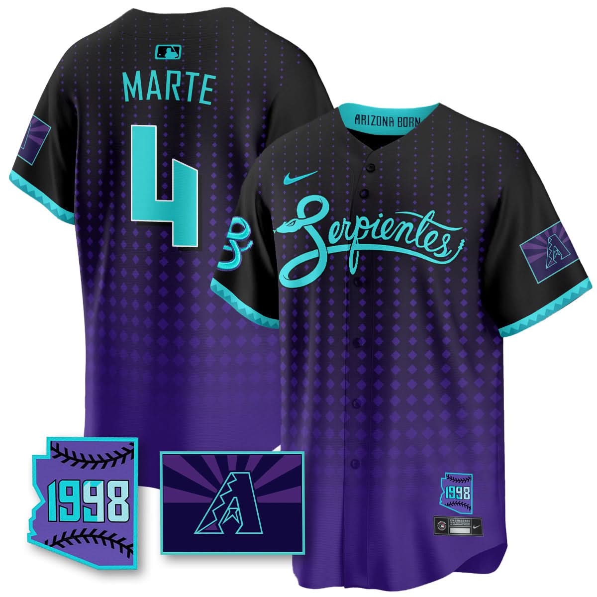 AD Purple for Second Serpientes City Connect Jersey - Stitched