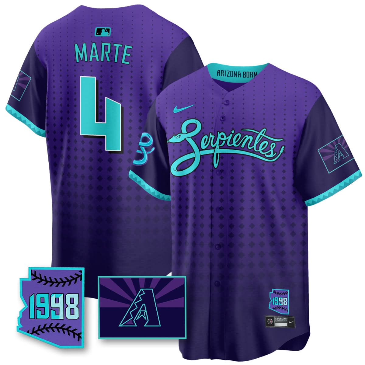 AD Purple for Second Serpientes City Connect Jersey - Stitched