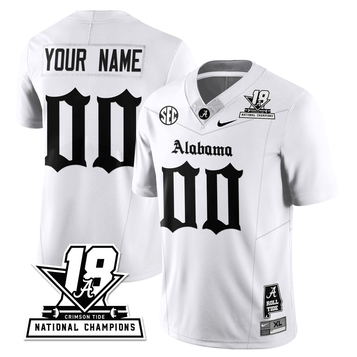 BAMA 18x-Time National Champions Gothic Vapor Limited Custom Jersey
