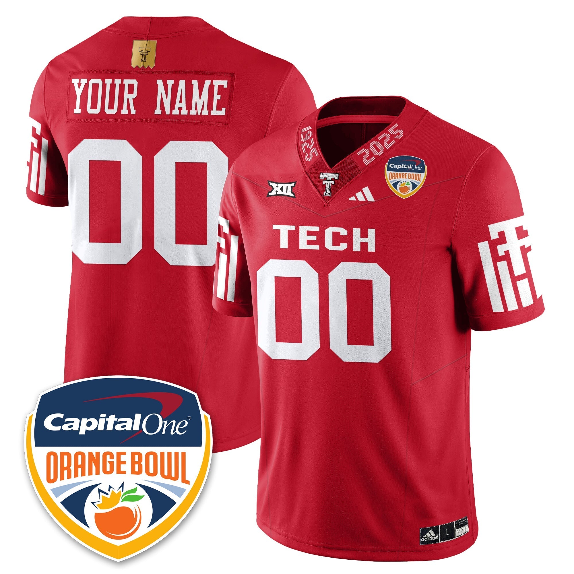 TTU Vapor Limited Football Jersey - Orange Bowl - Stitched
