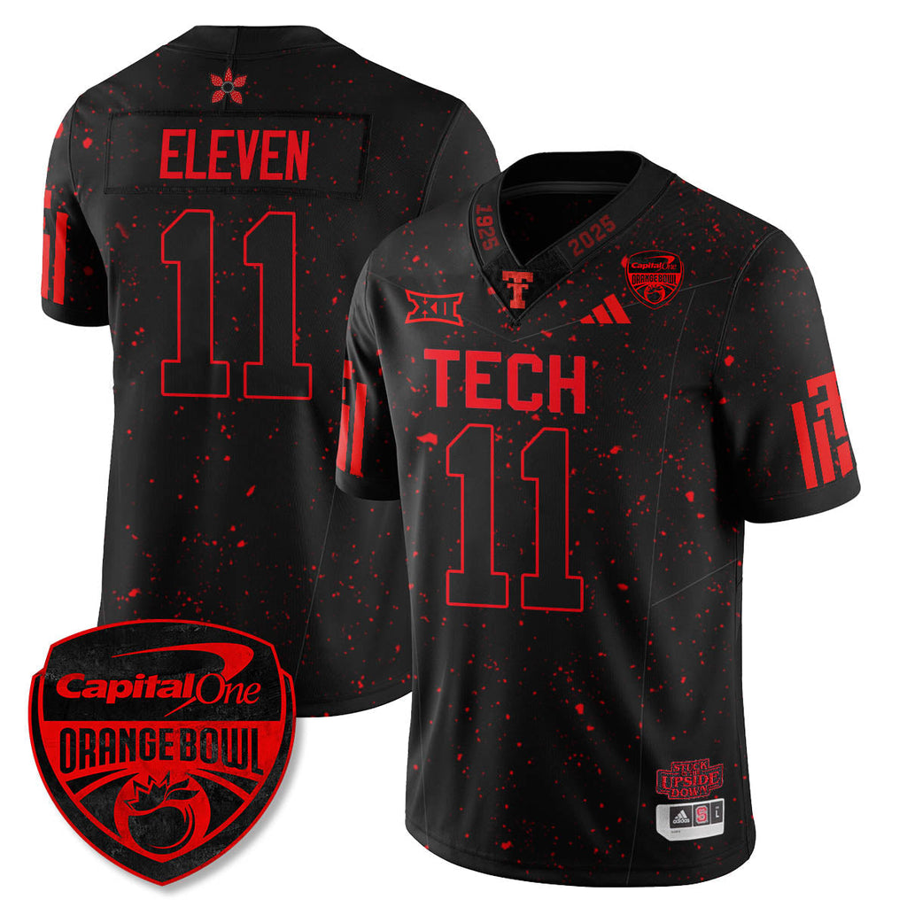 TTU Stranger Things Vapor Limited Football Jersey - Orange Bowl - Stitched