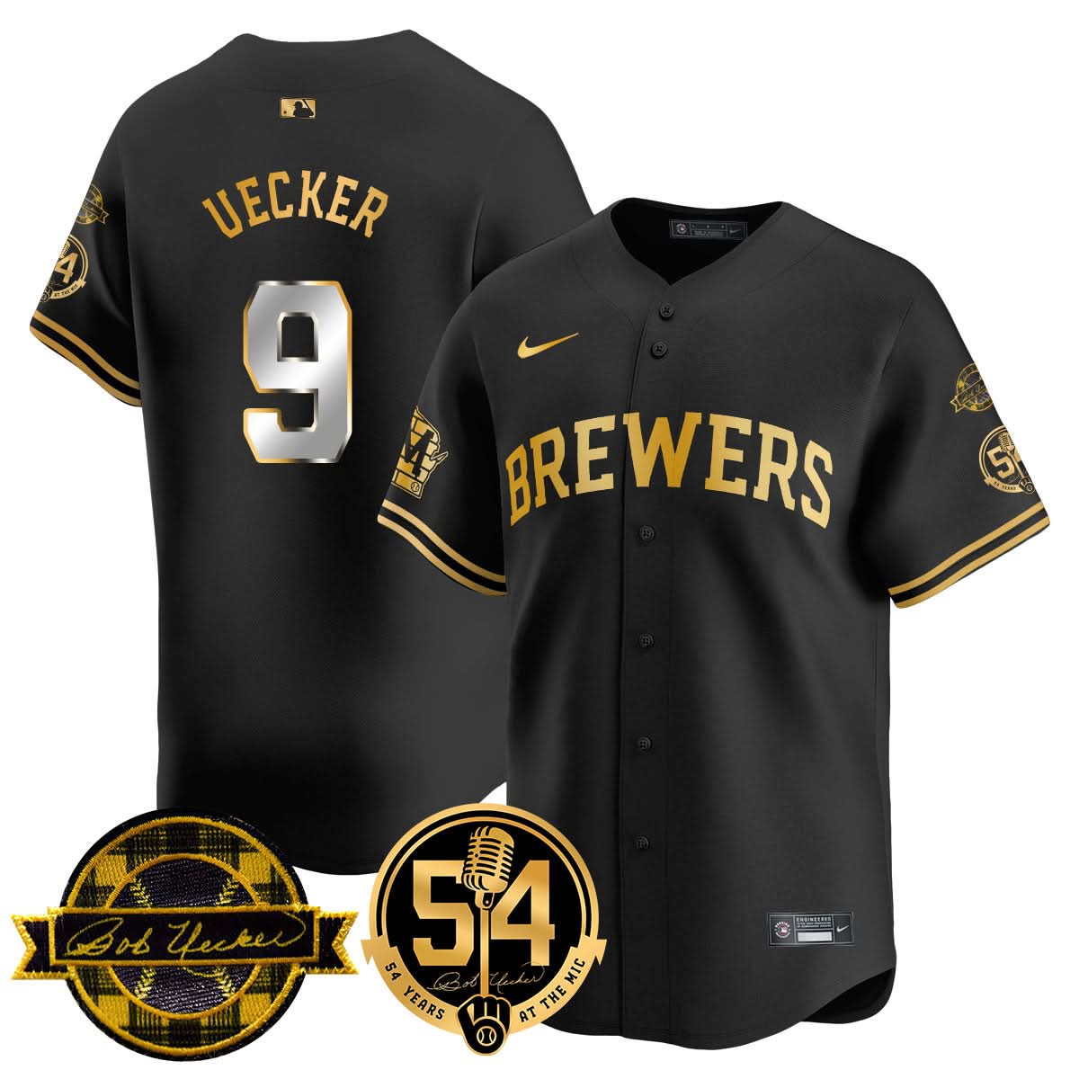 MB Jersey - Bob Uecker, 54 Seasons for Brewers Jersey - Stitched