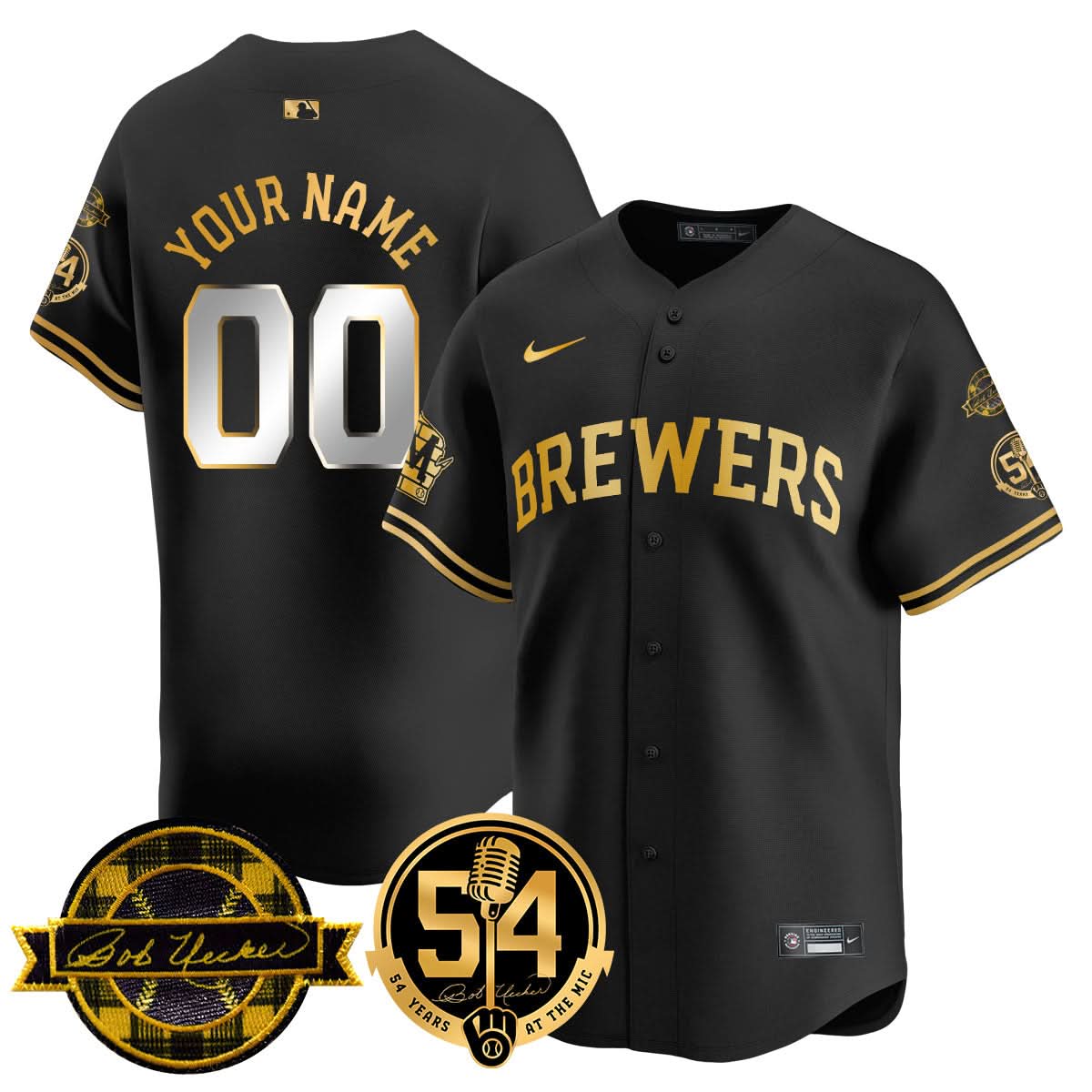 MB Jersey - Bob Uecker, 54th Seasons for Brewers Custom Jersey - Stitched