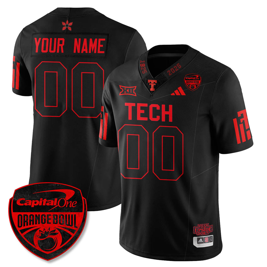 TTU Stranger Things Vapor Limited Football Jersey - Orange Bowl - Stitched