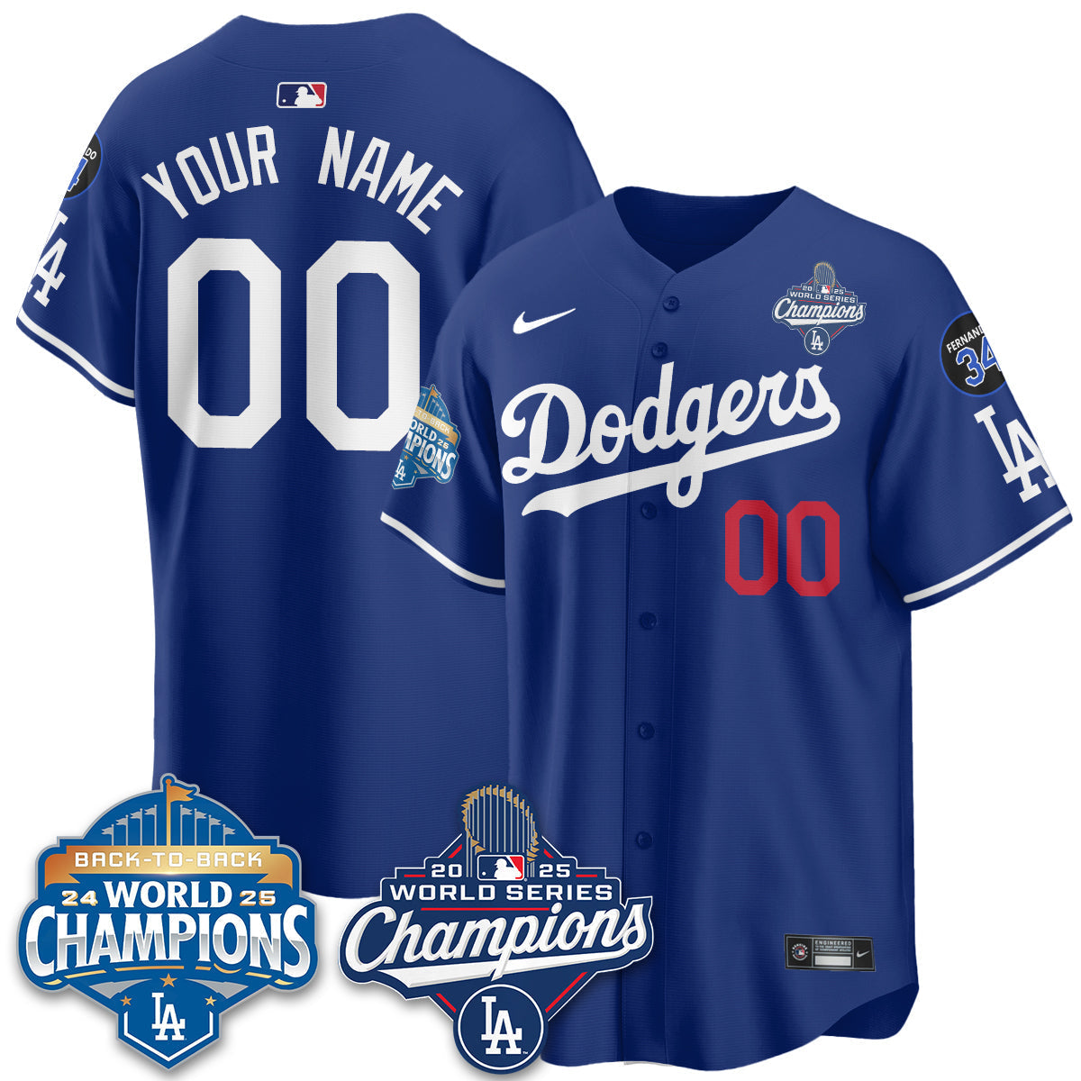 Custom LAD 2025 World Series Champions Jersey - Stitched