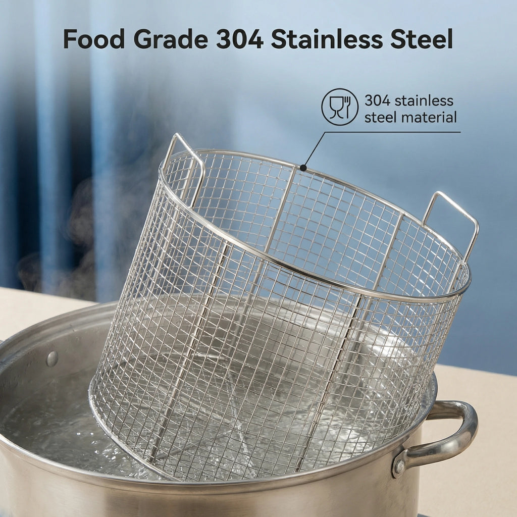 304 Stainless Steel Mesh Basket Strainer, Round Filter Basket for Draining, Cleaning, Cooking, Frying, Sieving & Isolating