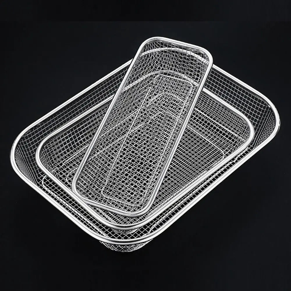 Stainless Steel Vegetable Washing Basin Drain Basket Square Fruit Platter Storage Baskets Kitchen Supplies
