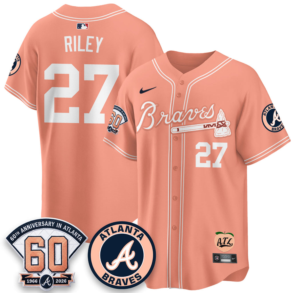 ATL 60th Anniversary Peach Edition Vapor Premier Limited Jersey - Stitched