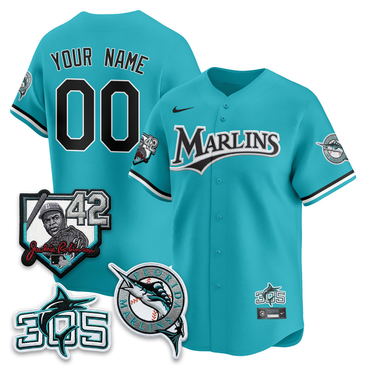 MIA 2026 Throwback Jackie Robinson New Era Vapor Limited Custom Jersey - Stitched
