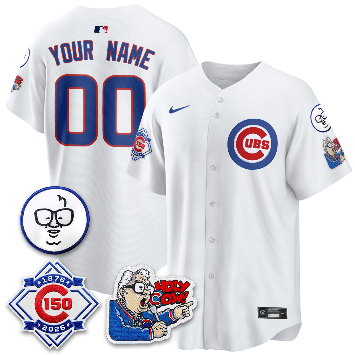 CHC 150th Anniversary Harry Caray Holy Cow Vapor Premier Limited Custom Jersey - Stitched V2