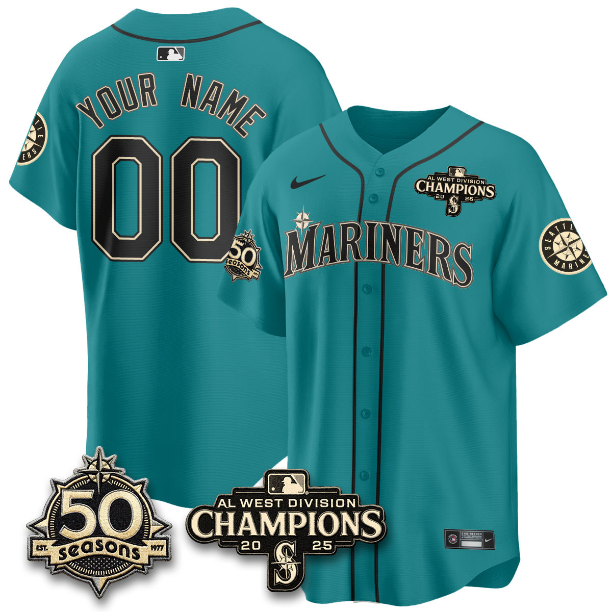 SEA Vapor Premier Custom Limited Jersey - 50th Anniversary & AL West Division Champions - Steelheads Community Funds - Stitched
