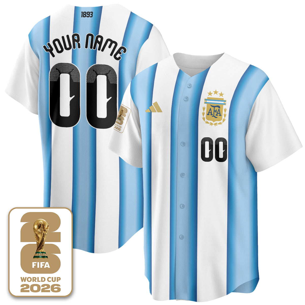 Argentina Soccer National Team x Baseball Vapor Limited Custom Jersey - Stitched