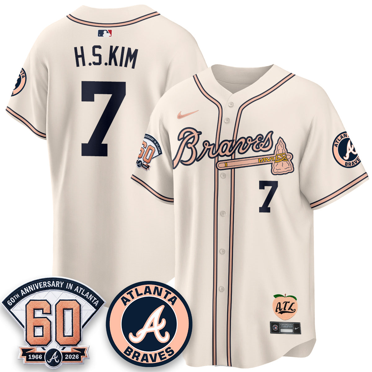 ATL 60th Anniversary Peach Edition Vapor Premier Limited Jersey - Stitched
