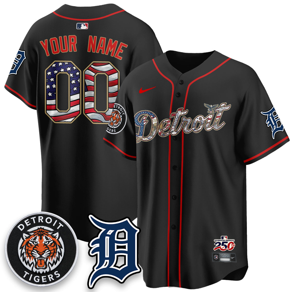 DET 2026 Independence Day USA Vapor Limited Custom Jersey - Stitched