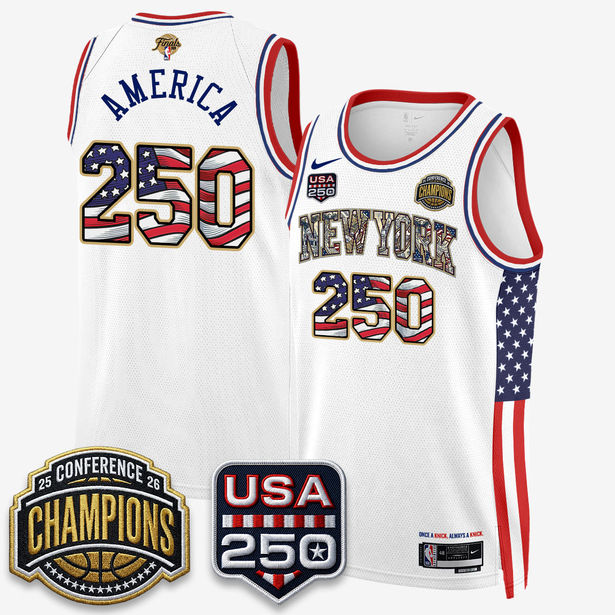 NYK 2026 Basketball  Eastern Conference Champions x Fourth of July Vapor Jersey - Stitched