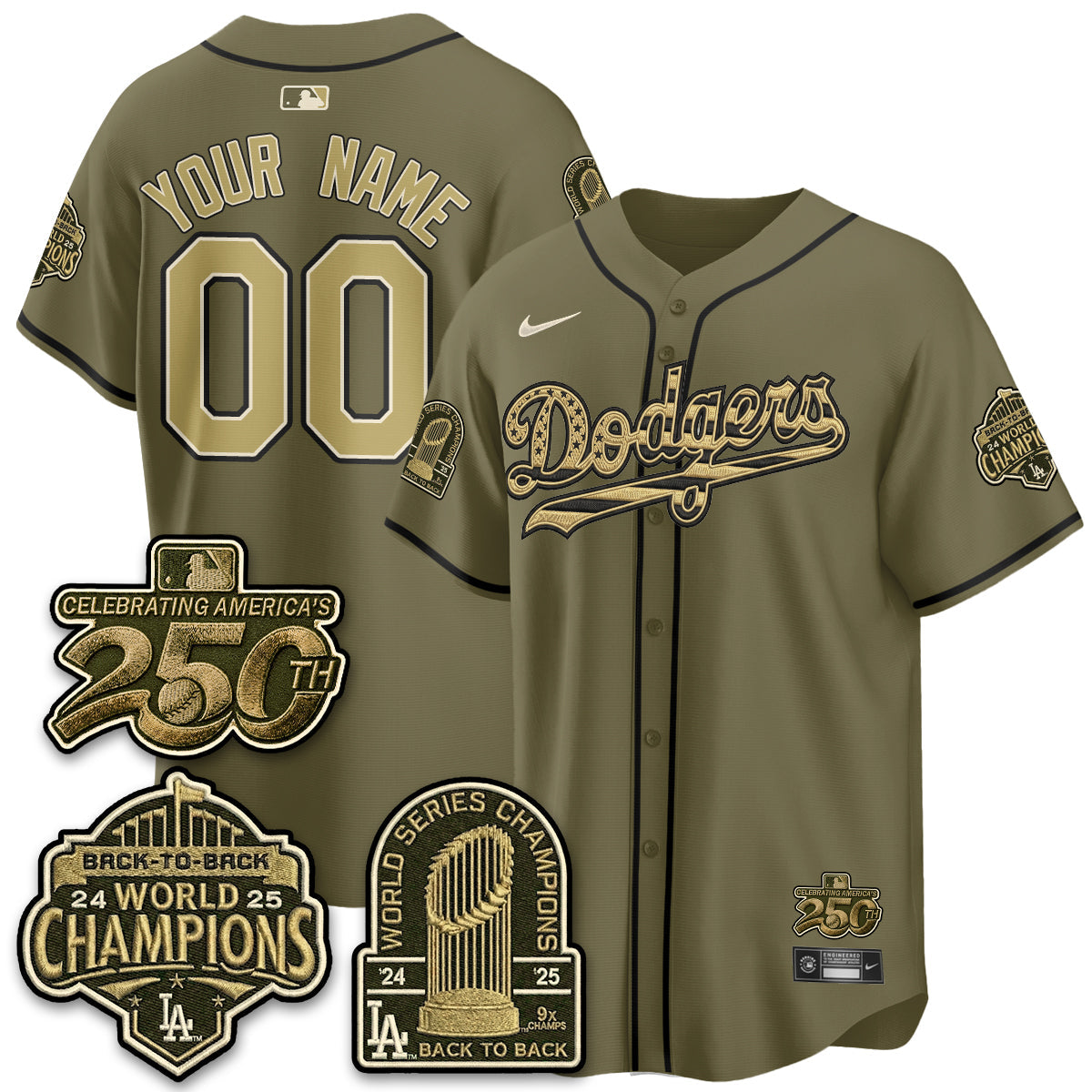 LAD New Era Olive 2026 Armed Forces Day Custom Jersey -Stitched V2