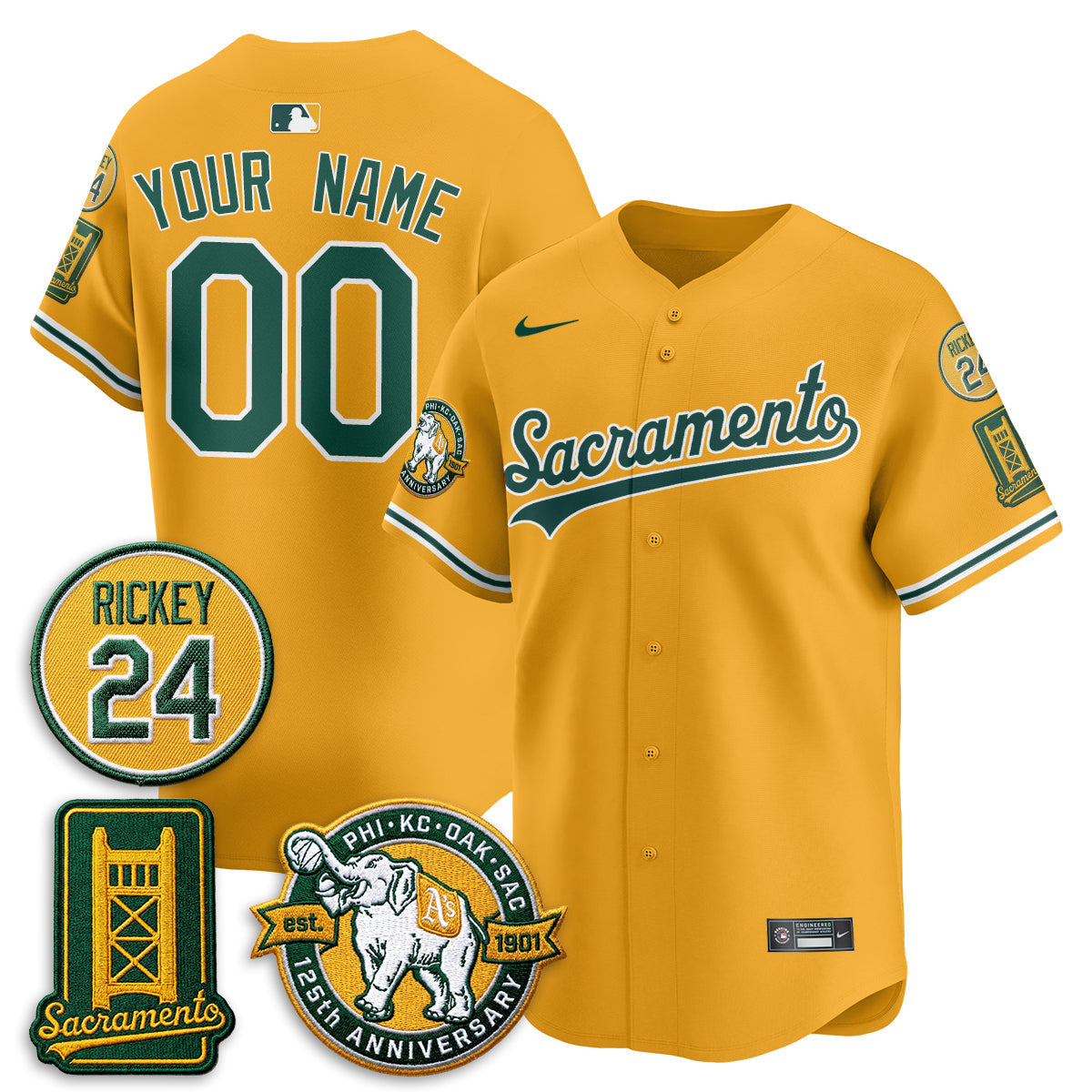 OAK 2026 Alternate Sacramento - Celebrating 125 Years -  Limited Custom Vapor Jersey - Stitched