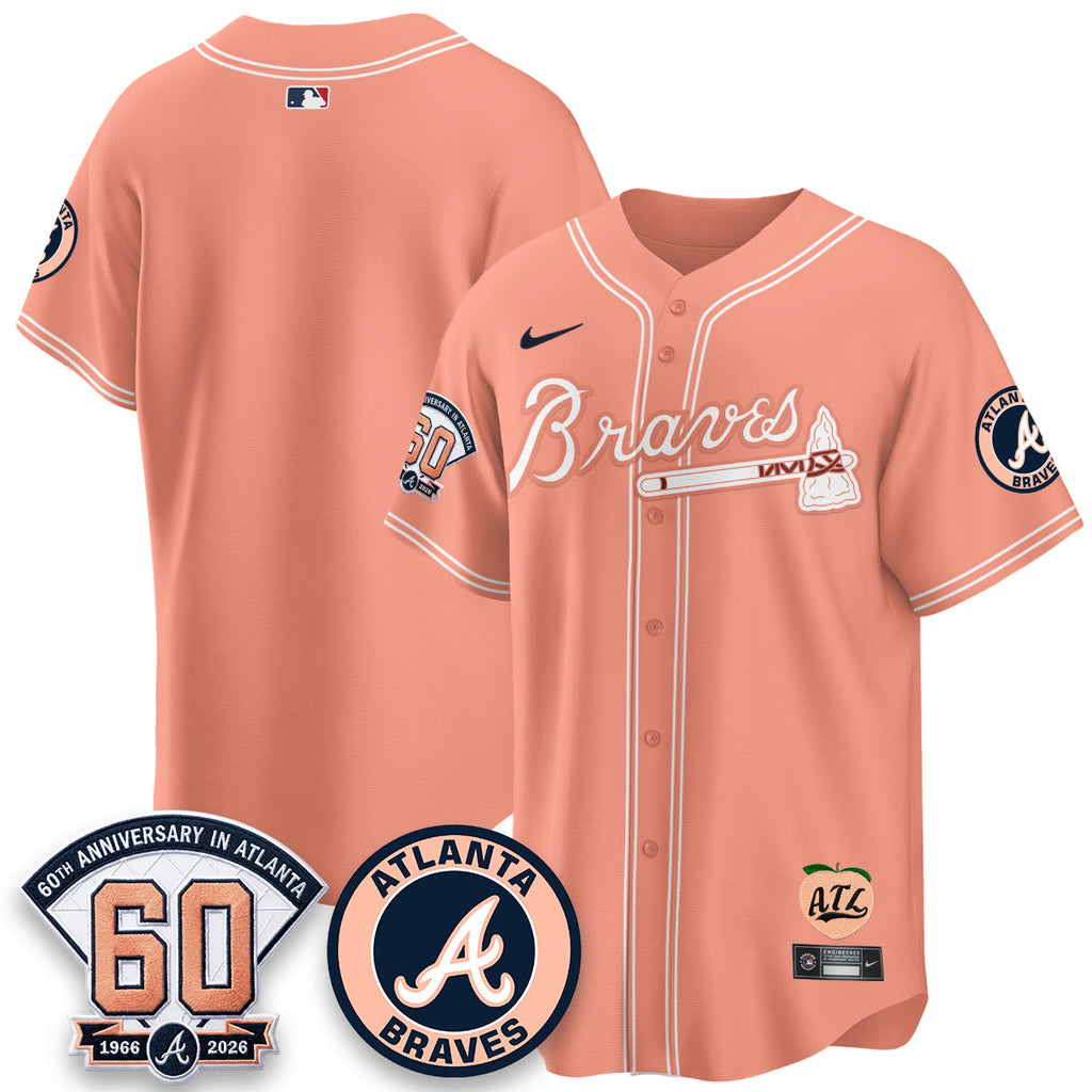 ATL 60th Anniversary Peach Edition Vapor Premier Limited Jersey - Stitched